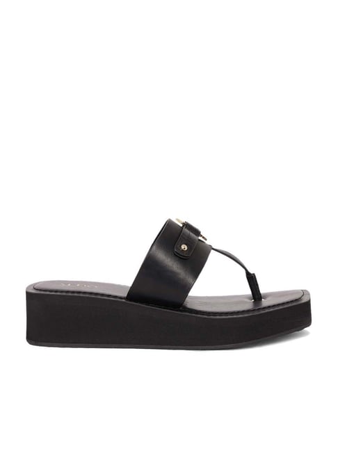 Aldo Women's Jet Black T-Strap Wedges