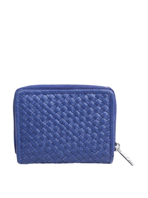 Bottega Veneta Blue Intrecciato Leather Zip Around Coin Purse Wallet