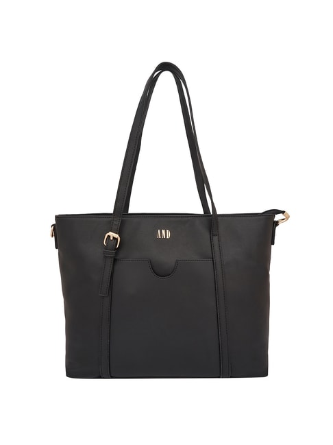 AND Black Solid Large Tote Handbag Price in India