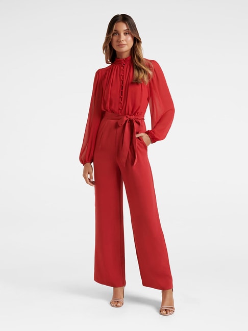 Long Sleeve Jumpsuit - Tomato Red - Jumpsuit - Plus – Bonny Flair