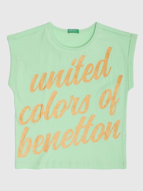 United Colors of Benetton Kids Green Cotton Printed T-Shirt