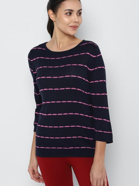 Allen Solly Navy Striped Top Price in India