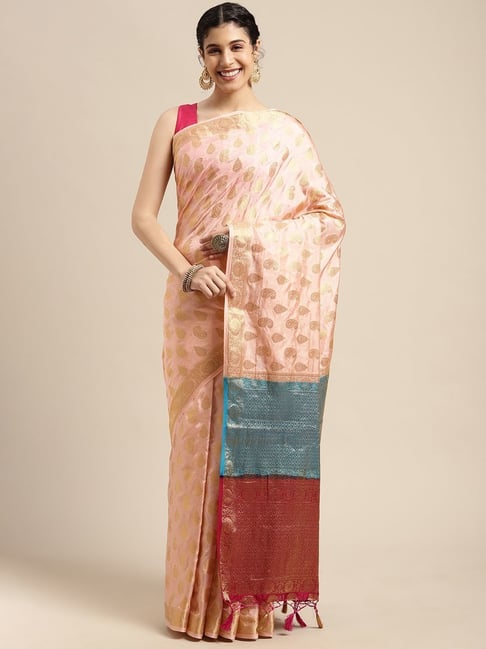 Paarijaatham Festive Wear Yellow Pink Pure Handloom Uppada Silk Saree, With  Blouse Piece at Rs 3900 in Nagercoil