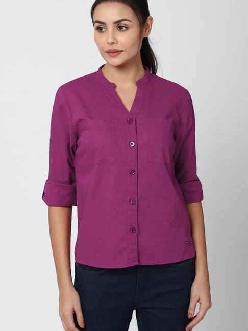 Van Heusen Purple Regular Fit Shirt Price in India