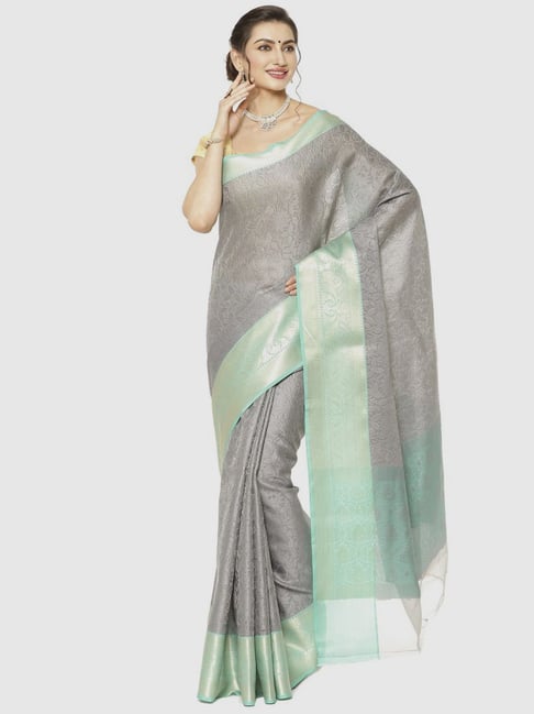 Banarasi Silk Works Grey Woven Saree With Unstitched Blouse-picture-24