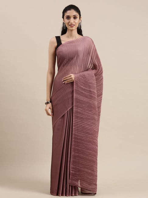 Satrani Dusty Rose Pink Saree With Unstitched Blouse Price in India