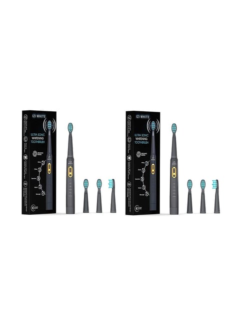IZI White Ultra Sonic Rechargeable Whitening Electric Toothbrush - Pack of 2 (Black)