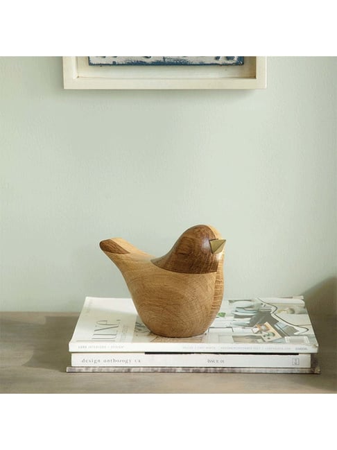 Ellementry 'Dovy' Brown Oak Wood Decorative Bird - Set of 1