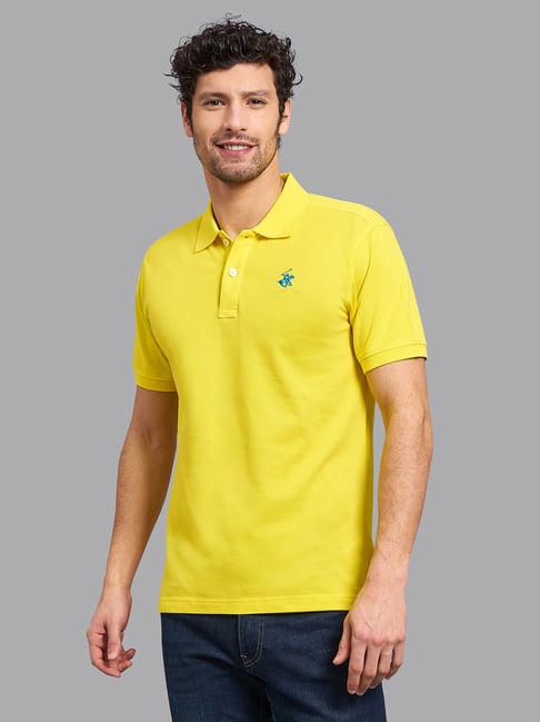 Beverly Hills Polo Club Bright Yellow Cotton Polo T Shirt