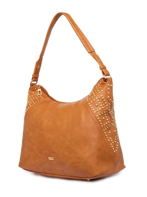 Studded Hobo Handtasche Globus Tan Studded Hobo Handbag