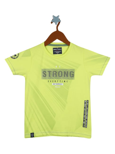 Buy Monte Carlo Kids Lime Green Graphic Print T-Shirt for Boys