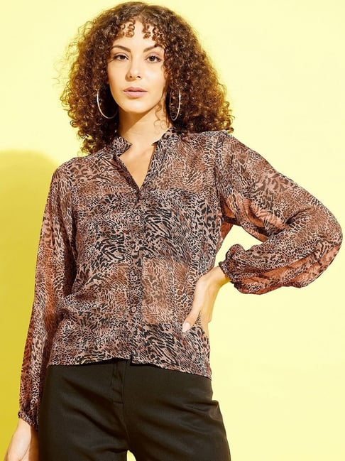 Anvi Be Yourself Brown Animal Print Shirt Price in India