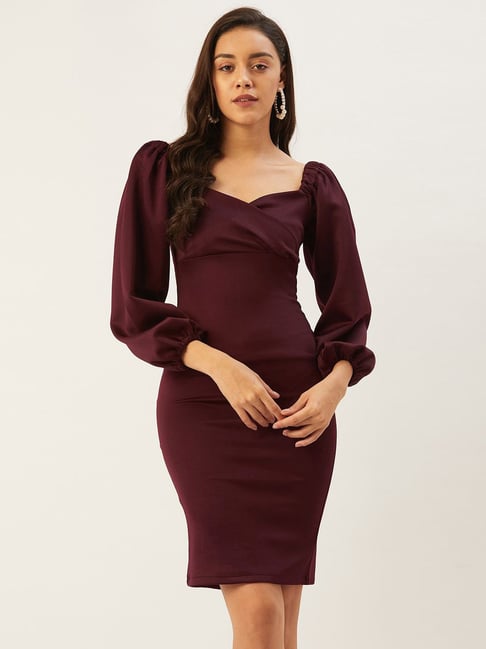 Maroon best sale shift dress