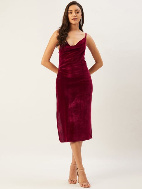 Get 5X Elegance with Women A-line Maroon Dress | Shop Now!