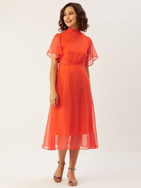 Anvi Be Yourself Orange A-Line Dress Price in India