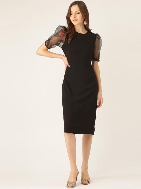 Anvi Be Yourself Black Floral Print Shift Dress-picture-28