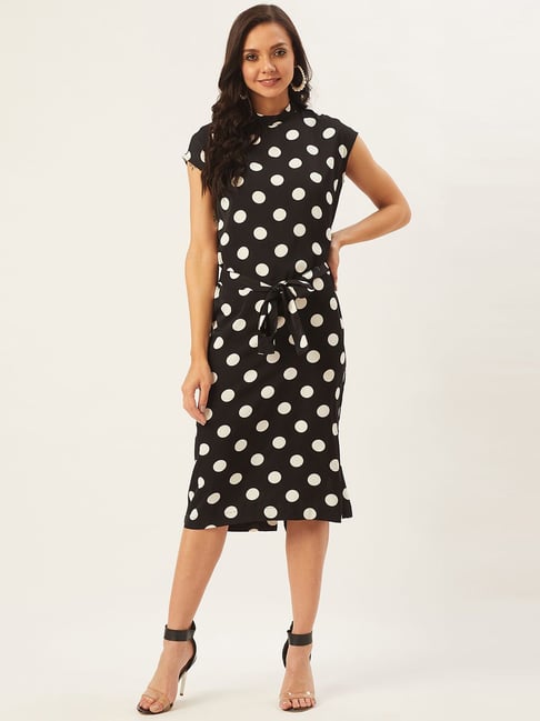 Anvi Be Yourself Black Polka Dots Shift Dress