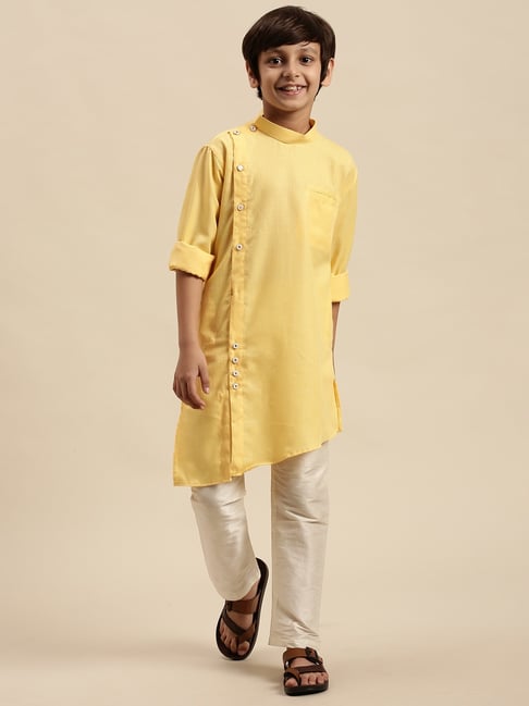 Sanwara Kids Yellow & White COTTON Kurta Set-picture-36
