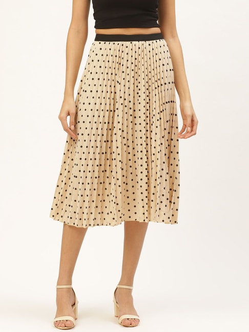 Anvi Be Yourself Beige & Black Printed A-Line Skirt Price in India