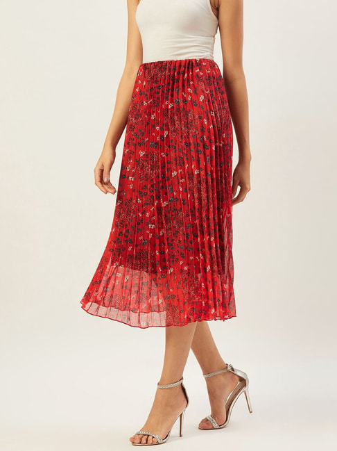 Anvi Be Yourself Red Floral Print A-Line Skirt Price in India