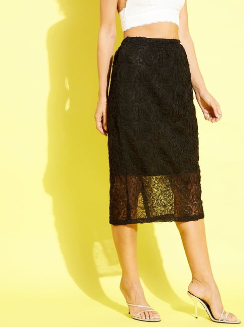 Anvi Be Yourself Black Floral Print Shift Skirt Price in India