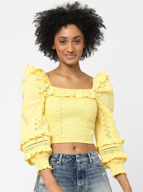 Buy Yellow Crop Tops for Women Online - ONLY