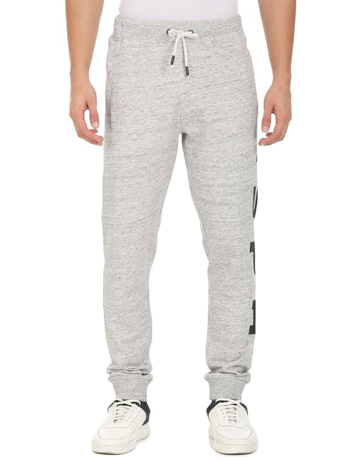 U S Polo Assn U.S. Polo Assn. Grey Cotton Regular Fit Printed Joggers