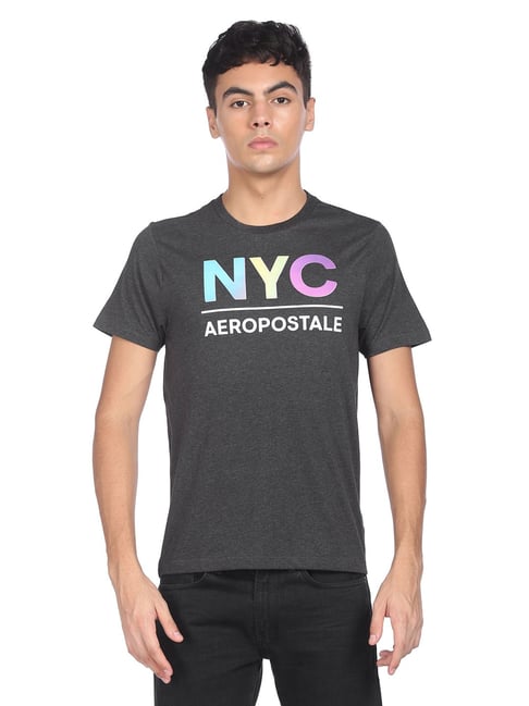 Aeropostale Grey Cotton Regular Fit Printed T-Shirt-Aeropostale-Apparel-TATA CLIQ