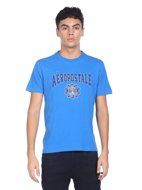 Aeropostale Blue Cotton Regular Fit Printed T-Shirt-Aeropostale-Apparel-TATA CLIQ