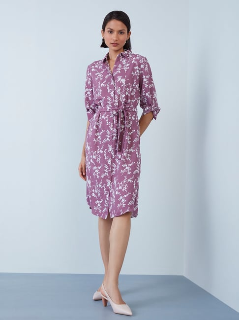 Wardrobe by Westside Lavender Floral Printed Sara Dress Price in India