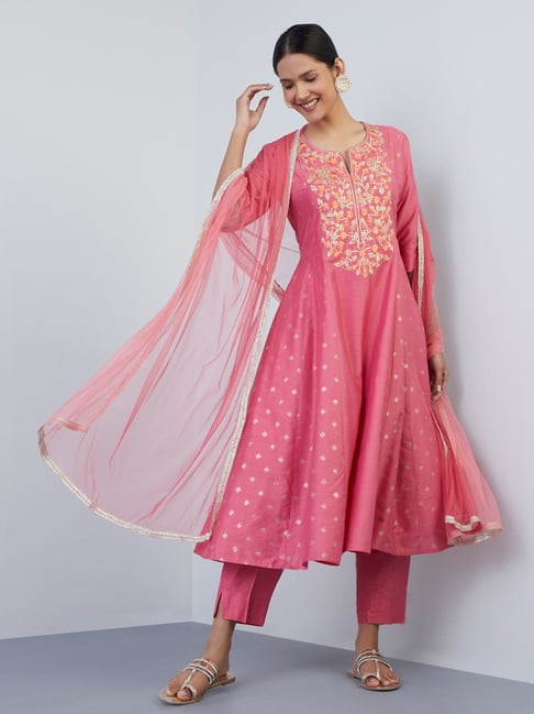 Vark by Westside Persian Rose Anarkali, Pants, Dupatta Set Price in India