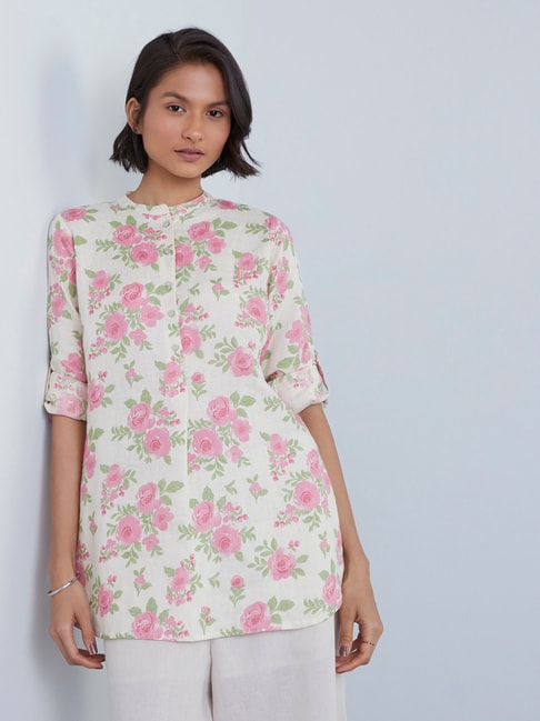 Zuba by Westside Pink Floral-Printed Straight Kurti Price in India
