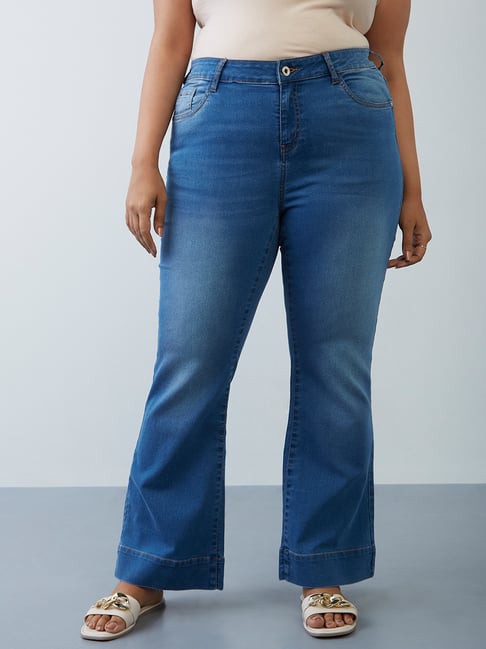 Gia Curves by Westside Blue Faded Bootcut Jeans