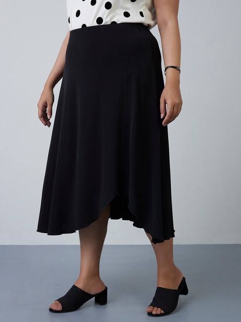 Gia Curves by Westside Black Fally Midi Skirt Price in India