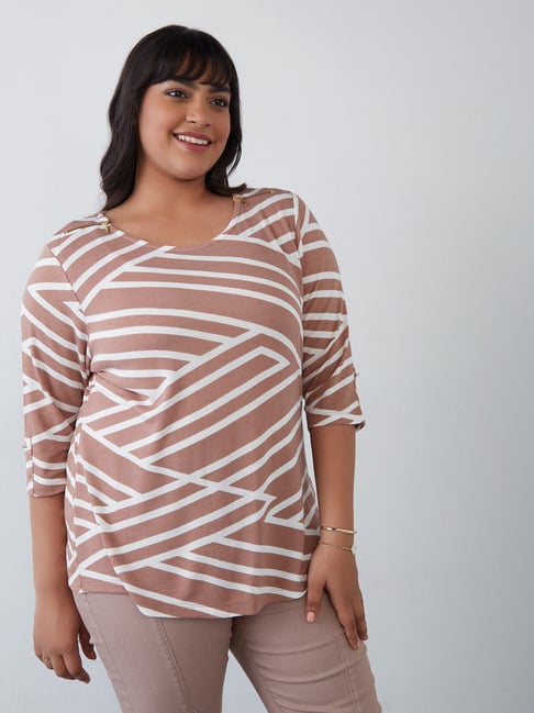 Gia Curves by Westside Brown Abstract Design Top Price in India