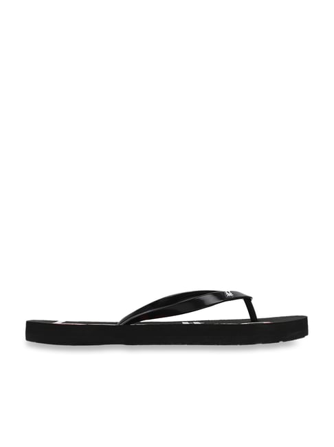 United Colors of Benetton Women's Pitch Black Flip Flops