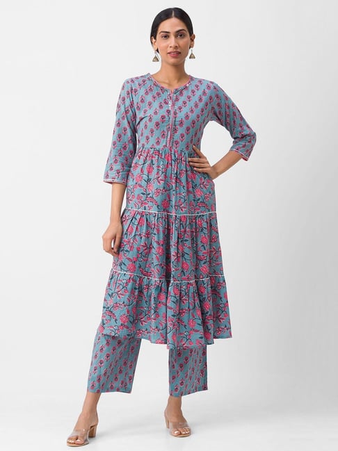 Globus Blue Printed Kurta Set Price in India