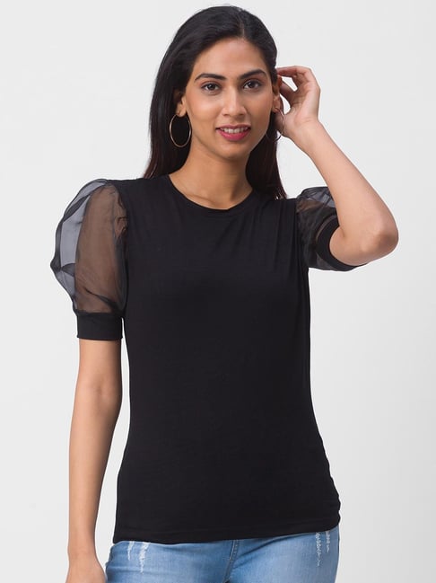 Globus Black Regular Fit Top Price in India