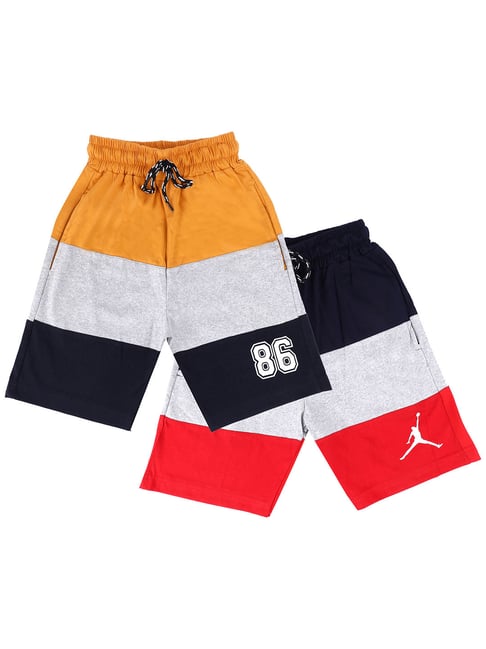 Buy Fabshio Kids Multicolor Color Block Shorts (Pack of 2) for