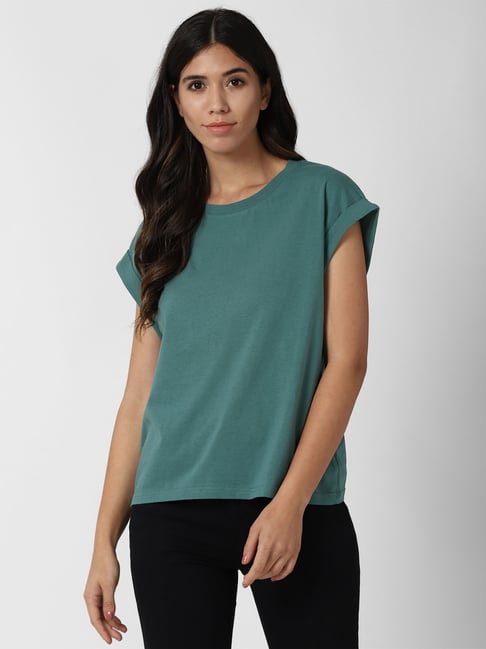 Forever 21 Green Regular Fit T-Shirt Price in India