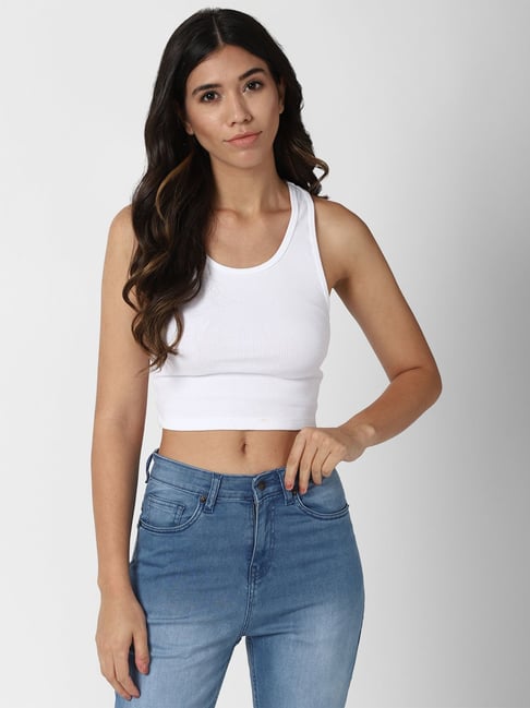 Forever 21 White Regular Fit Crop Top Price in India