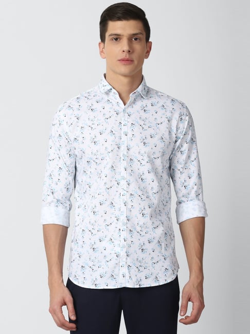 van heusen white printed shirt
