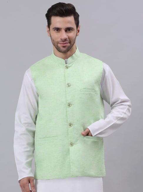 Light Green Rayon Readymade Nehru Jacket 189493