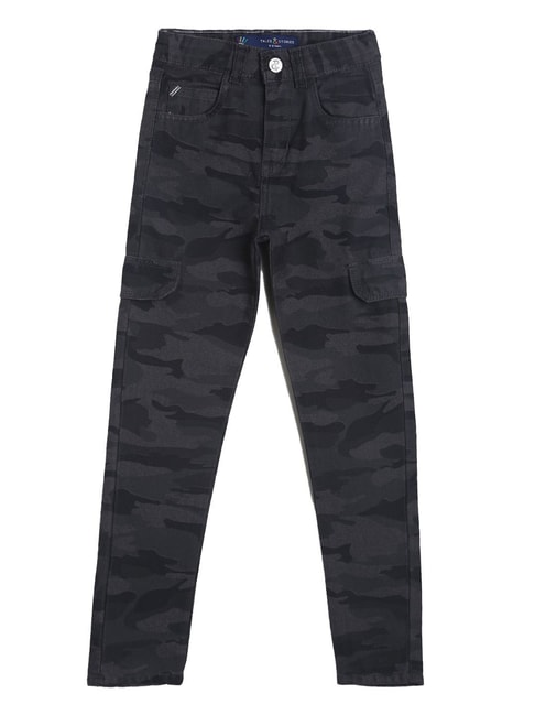 Tales & Stories Kids Grey Camouflage Print Cargo Trousers