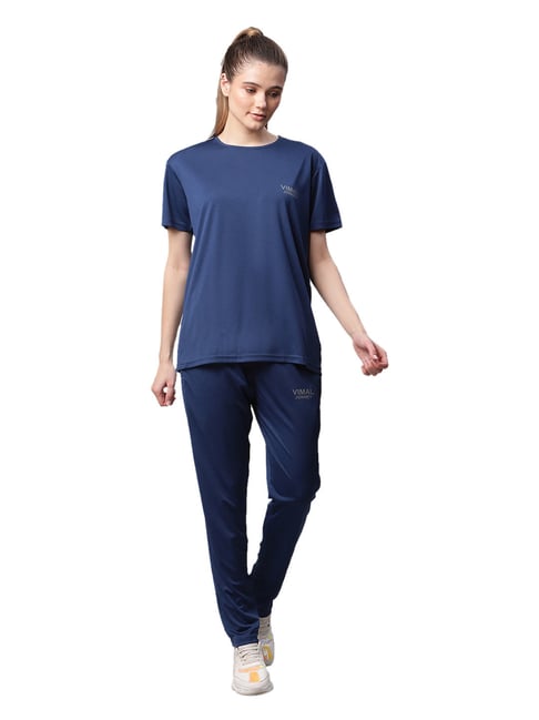 Vimal Jonney Blue Regular Fit T-Shirt With Trackpants-picture-16