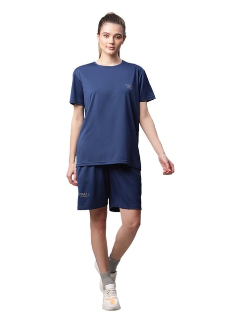 Vimal Jonney Blue Regular Fit T-Shirt With Shorts-picture-11