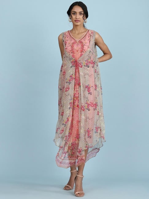 aarke Ritu Kumar Pink Floral Print Dress Price in India