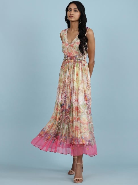 aarke Ritu Kumar Cream Floral Print Dress Price in India