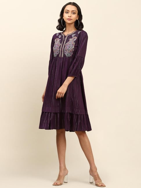 aarke Ritu Kumar Violet Embroidered Dress Price in India