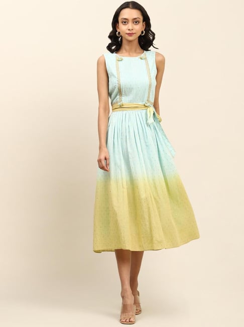 aarke Ritu Kumar Turquoise Embroidered Dress Price in India